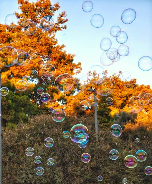 Bubbles in the street of Athens from street performer