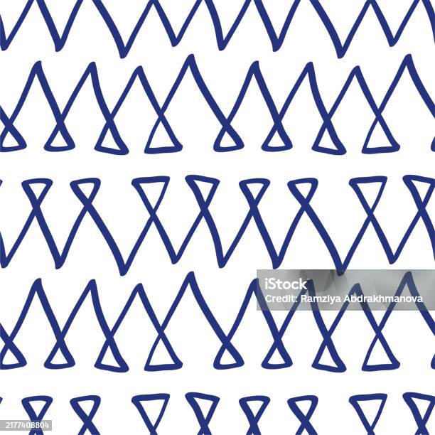 Triangle Pattern Sketch Hand Drawn Vector Illustration Blue Pen Or ...