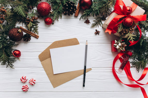 istock Empty wishlist for Santa Claus laid on a wooden table 2177409644