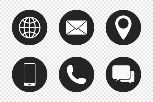 symbole für kontaktinformationen. visitenkarten-symbole - am telefon stock-grafiken, -clipart, -cartoons und -symbole