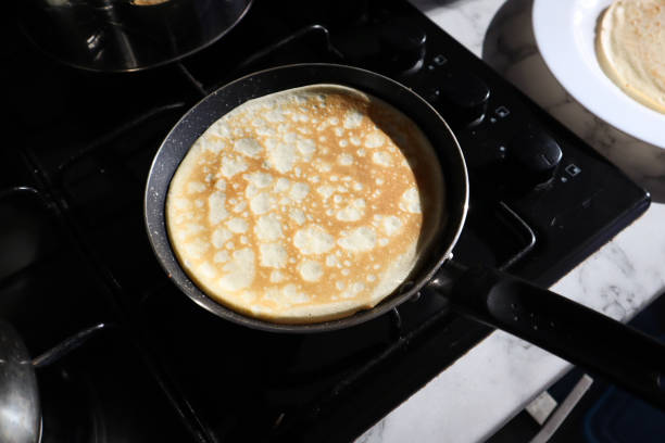 istock Pancake on the pan. Cooking breakfast. 2177411878