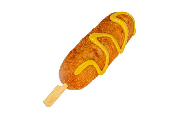 istock Corn dogs with different fillings and different sauces. isolated on background. 2177413052