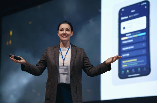 istock woman is presenting a phone 2177414852