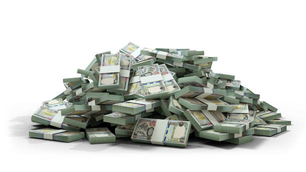 istock 3D Stack of 1000 Nepalese rupee notes isolated on white background 2177415163