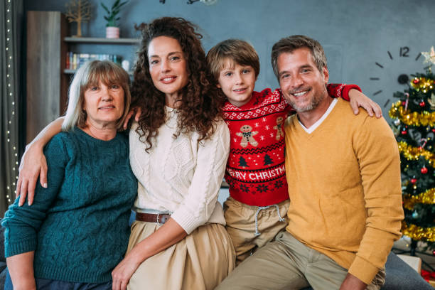istock Three generation family Christmas portrait. 2177416727