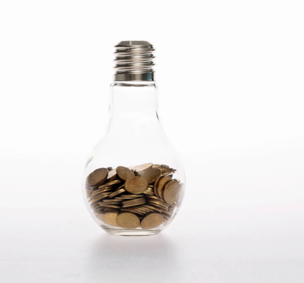 istock Light bulb with pile of coins 2177417236