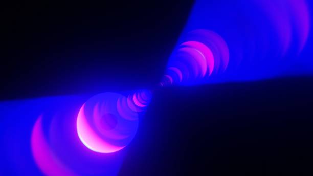istock Abstract Blue and Pink Neon Light Tunnel Effect on Black Background 2177417985