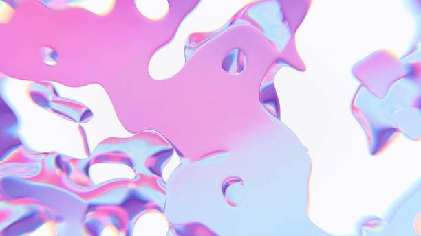 istock Abstract floating form with iridescent pink and blue hues 2177418248