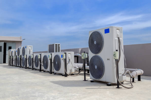 istock Air conditioning outdoor unit compressor install outside the building. 2177418863