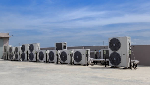 istock Air conditioning outdoor unit compressor install outside the building. 2177418864