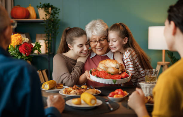 istock Family celebrating Thanksgiving Day 2177419213
