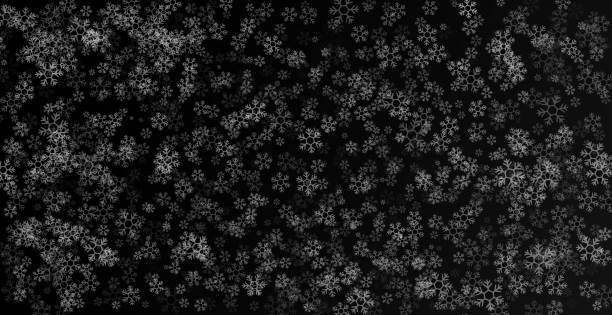 istock Snowflake design. Winter. Snowfall. White and blue. Scattered snowflakes. December theme. Snowy landscape. Hurricane. Christmas cards. on black background. Vector snow 2177422884