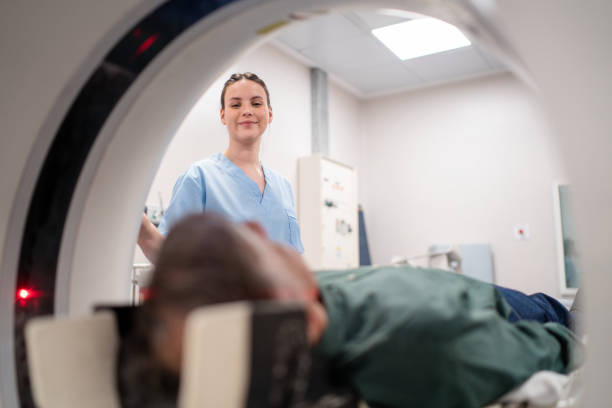 istock MRI scan examination with elderly patient and nurse 2177425114