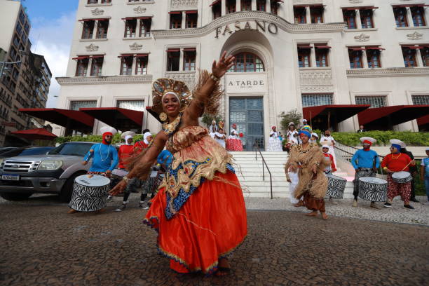 salvador, bahia, brazil - september 12, 2024: cultural presentation near the Fasano hotel in the historic center of the city of salvador.