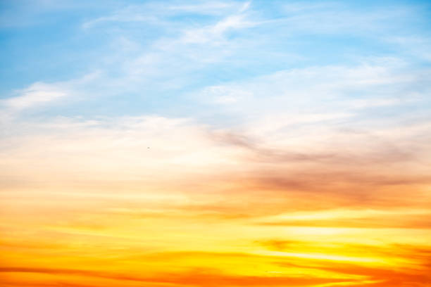 istock Beautiful , luxury soft gradient orange gold clouds and sunlight on the blue sky perfect for the background, take in everning,Twilight, Large size, high definition landscape photo 2177429575