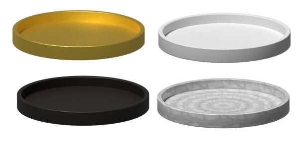 istock Set. Round trays and plates on a blank background 2177431767
