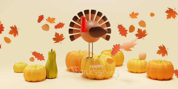 istock Fall creative concept pumpkin matte scene 3D rendering. Thanksgiving seasonal sale design. Autumn art presentation. Trendy holiday decorations with turkey 2177432552