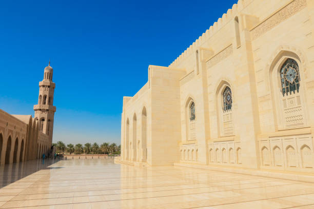 istock Sultan Qaboos Mosque in Oman showcases stunning architecture against a clear blue sky with sunlight illuminating the courtyard 2177433334