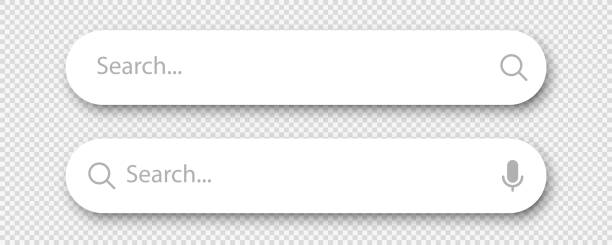 Modern search bars now come equipped with an innovative voice input option to enhance usability Stylish and modern search input fields that feature a microphone icon, enabling convenient voice search options infographic vector input output stock illustrations