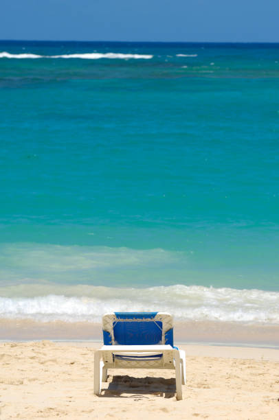 Man is lying in a sunbed and reading a book next to the see