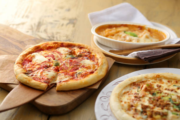 istock Different types of pizza served at a pizza restaurant 2177439321