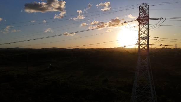 camacari, bahia, brazil - september 10, 2024: power transmission line support tower is seen in the city of Camacari.