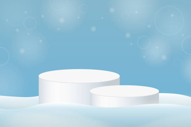 istock Winter background products minimal podium scene with the geometric platform. 2177440122