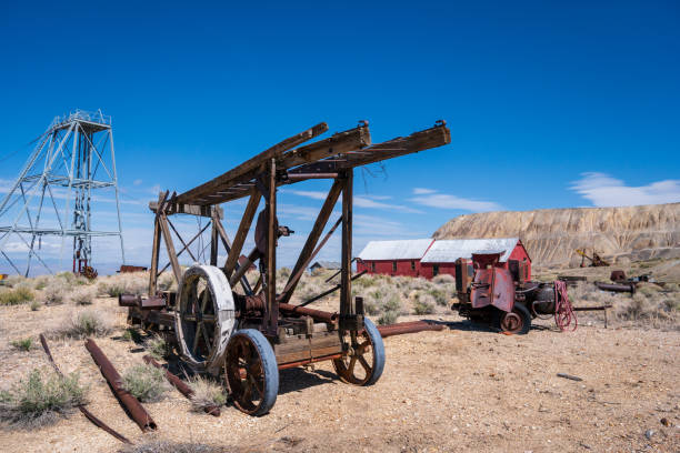 istock Old abandoned silver mine in Tonopah, Nevada. Rusty buildings and machines 2177441204