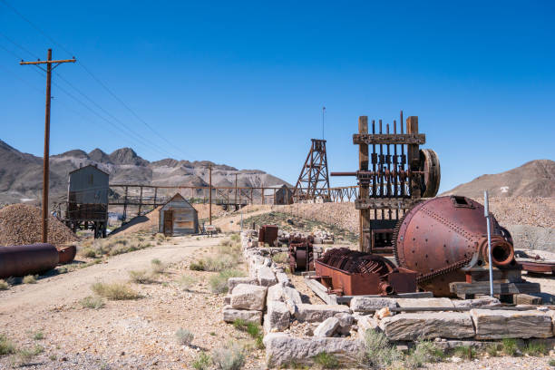 istock Old abandoned silver mine in Tonopah, Nevada. Rusty buildings and machines 2177441219