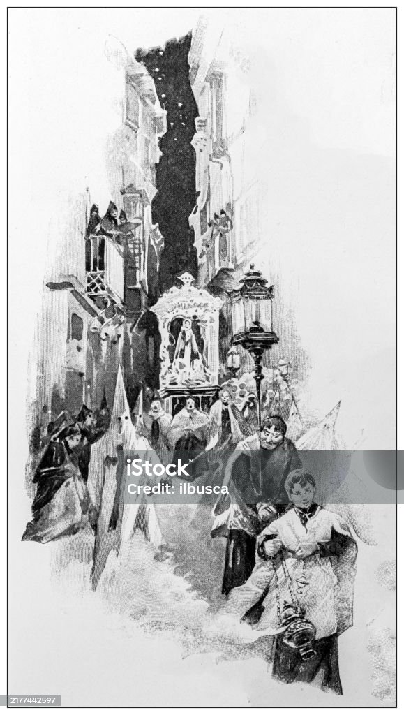 War Procession Antique Image Southern Spain During The Spanishamerican War Holy Week ...