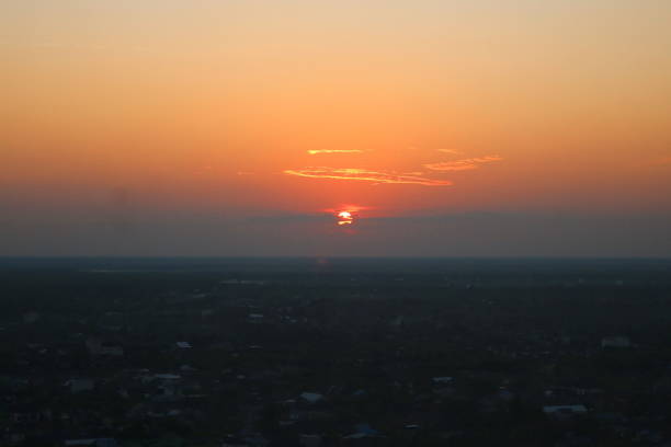 View of the sunset in Kalimantan or Borneo Island, Indonesia.