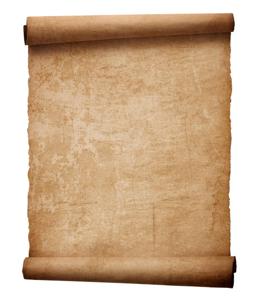 istock Old paper background, Paper treasure map. Old parchment scroll. Papyrus, Ancient manuscript. Antique document. Vintage torn sheets. Historical curled page, 3d illustration, 3d rendering 2177457475