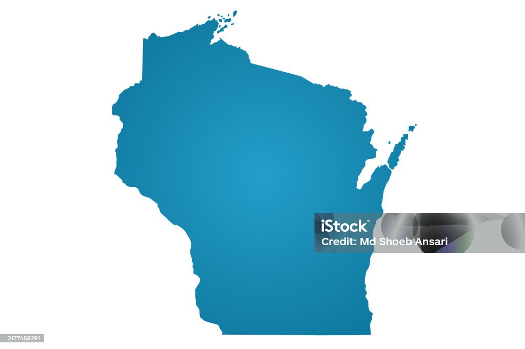 Wisconsin Map Blue Bl Color Wisconsin Map Solid Map Stock Illustration - Download Image ...