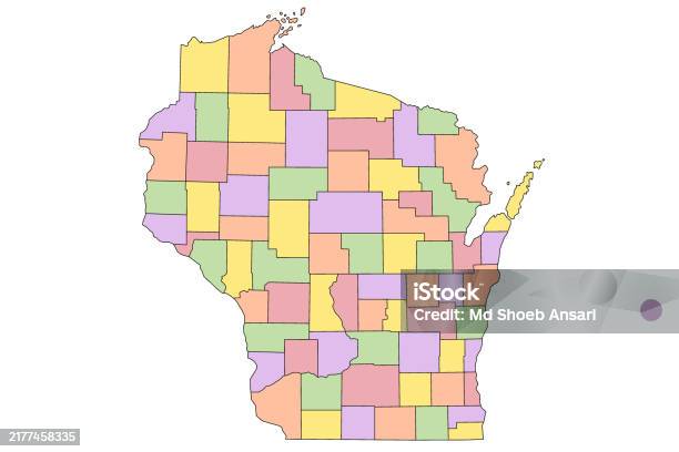 Colorful Wi Colorful Wisconsin Administrative Map Counties Map Of Wisconsin Blank ...