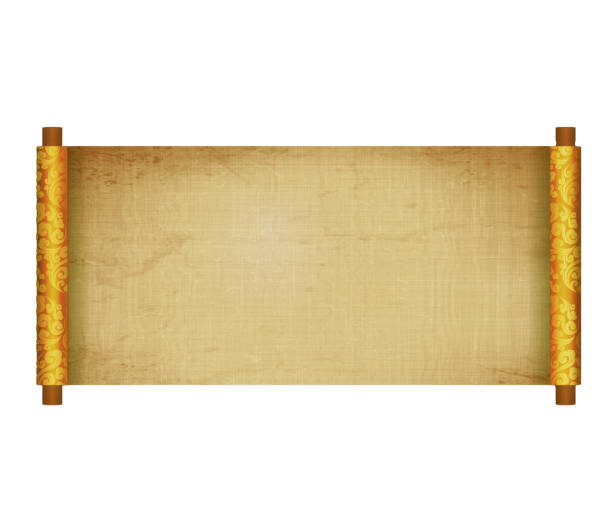 Old paper background, Paper treasure map. Old parchment scroll. Papyrus, Ancient manuscript. Antique document. Vintage torn sheets. Historical curled page, 3d illustration, 3d rendering