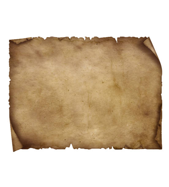 istock Old paper background, Paper treasure map. Old parchment scroll. Papyrus, Ancient manuscript. Antique document. Vintage torn sheets. Historical curled page, 3d illustration, 3d rendering 2177464727