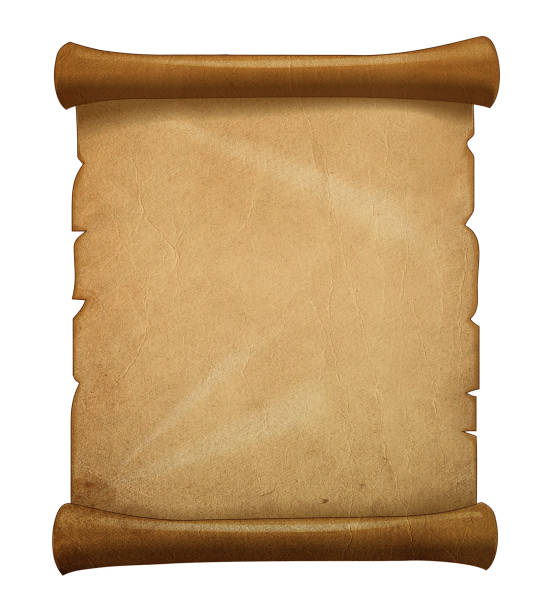 istock Old paper background, Paper treasure map. Old parchment scroll. Papyrus, Ancient manuscript. Antique document. Vintage torn sheets. Historical curled page, 3d illustration, 3d rendering 2177464757