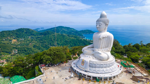 Wide angle view of the Big White Buddha,
