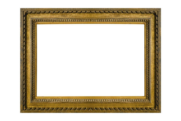 Classic Style Gold Picture Frame at Green Plush Copy Space