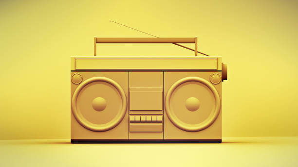 istock Cassette player in a minimal, yellow 3D illustration. 2177481235