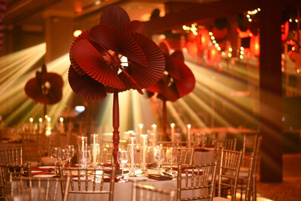 A table candle decoration with Japanese table prop