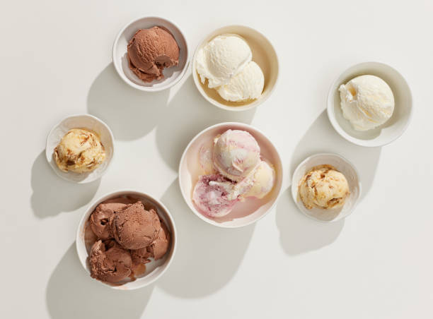 bowls of various ice cream