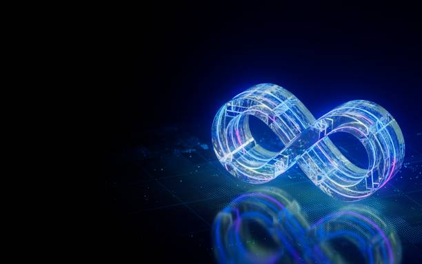 DevOps software development operations. Programmer administration system life cycle quality. Coding building testing release monitoring. Data flow stock photo