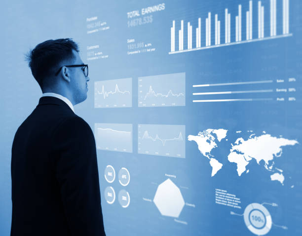 istock Businessman looked at virtual screen KPI dashboard.Financial business KPI System data analytics graph dashboard.Data System KPI and metrics connected in database for follow earnings 2177485066
