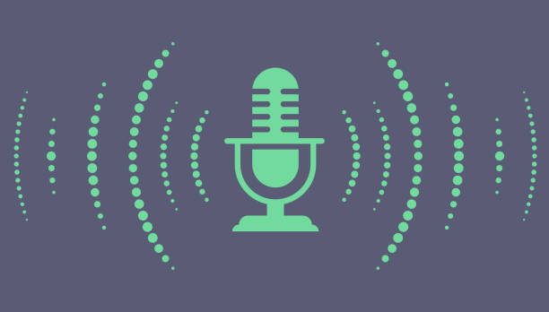Podcast Lines Symbol Design Element Podcast halftone lines symbol design element. radio station logo stock illustrations