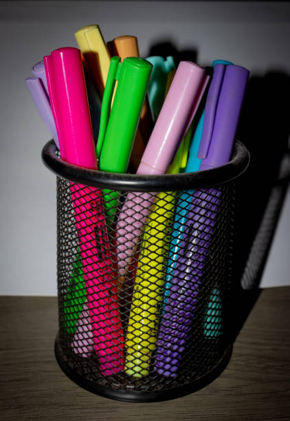 istock colorful highlighters in a black wire pot 2177491584