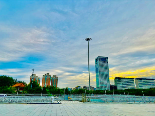 it is view of beijing china beautiful view of building located in beijing Olympic park china