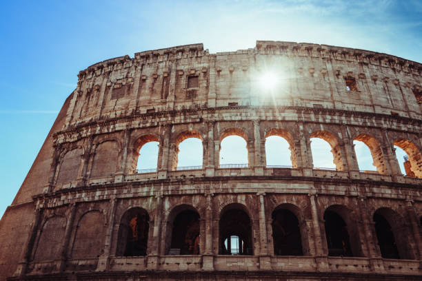 The Coliseum icon of the ancient Rome. The monument ready for the 2025 Jubilee Giubileo in Roma