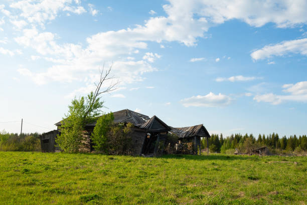 an old abandoned village with ruined houses.