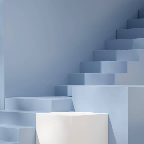istock Minimal 3d rendering mockup shadow blue color product podium image scene in square layout 2177507074